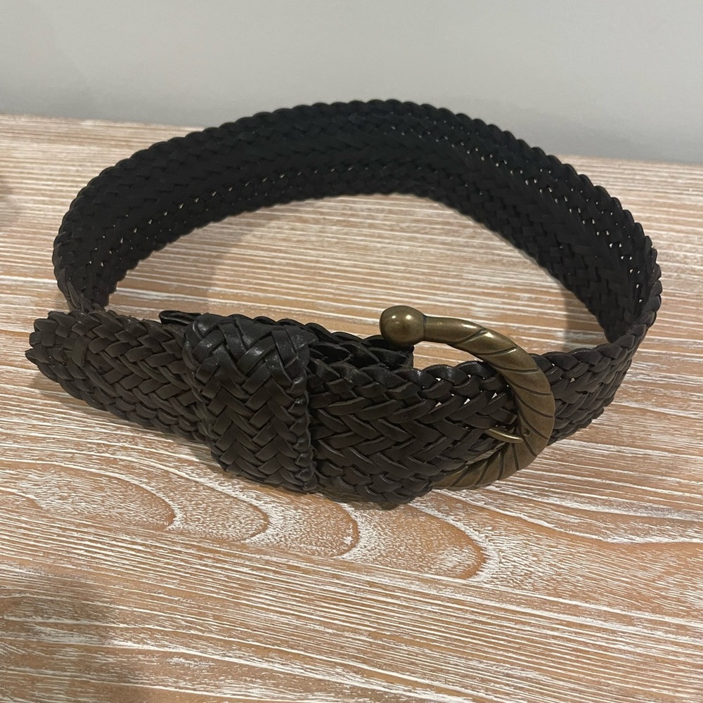 Club Monaco wide woven black belt